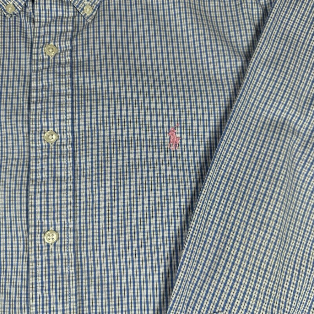 Ralph Lauren Shirt Mens 16 32/33 Classic Fit Button‎ Blue Gingham Long Sleeve - Picture 3 of 7